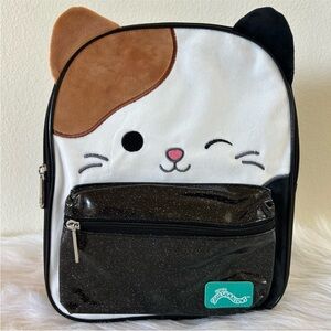 Original Squishmallows Mini Backpack with Cute Cat Face and Ears Cam calico